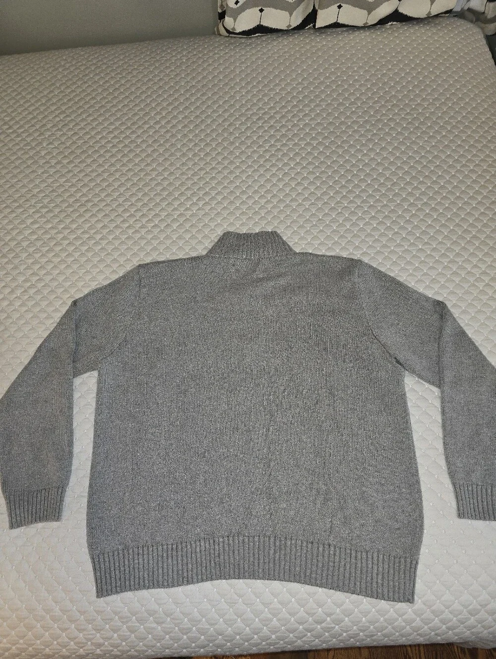 Lg - Ralph Lauren Men's Light Gray Half-Zip Mock Neck Sweater (PRISTINE)